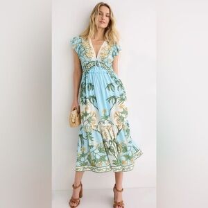Derek Lam 10 Crosby Floral Blue and Green Maxi Dress size 8.